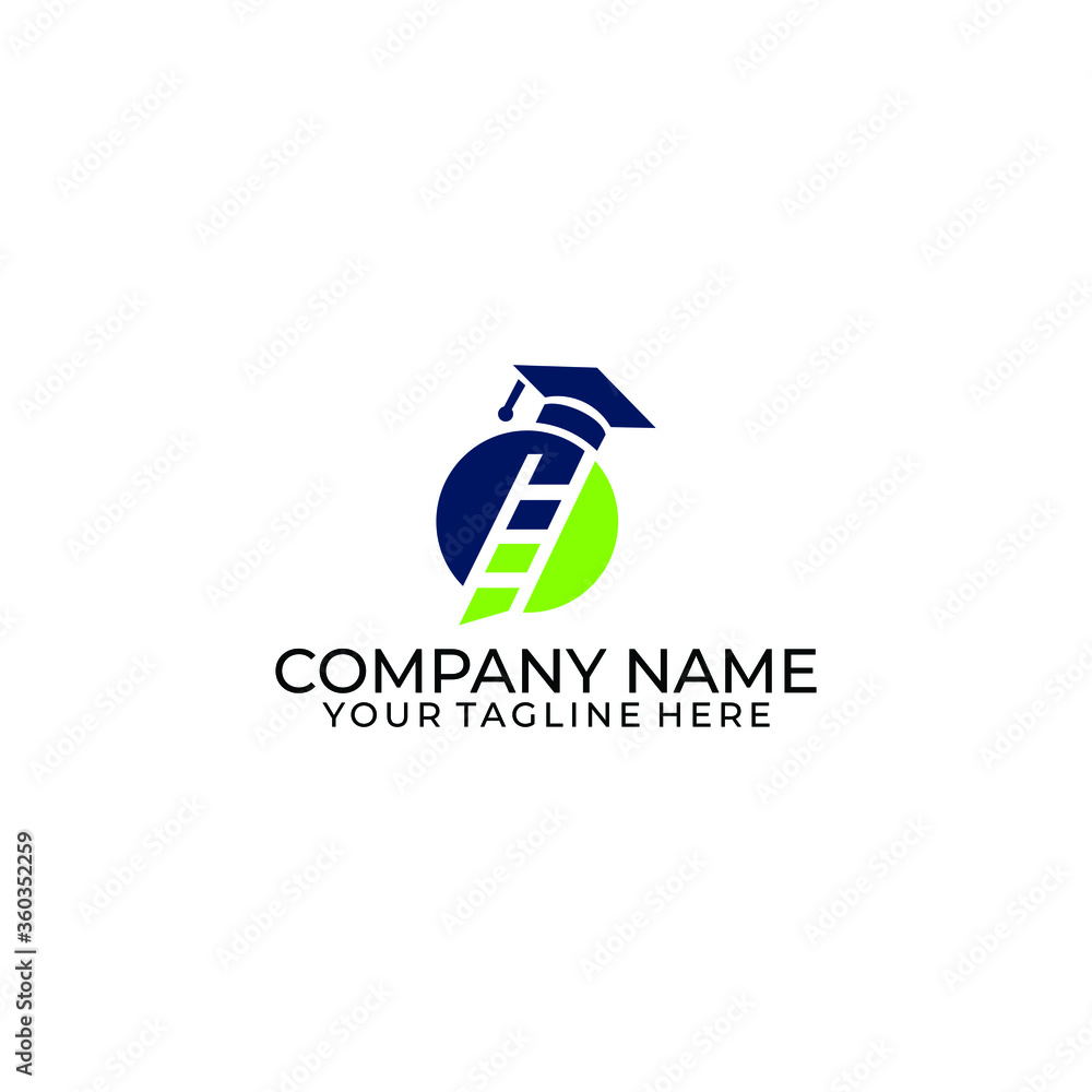 ladder logo and bachelor hat vector design template on white background. ladder logo and bachelor hat vector design template on white background.