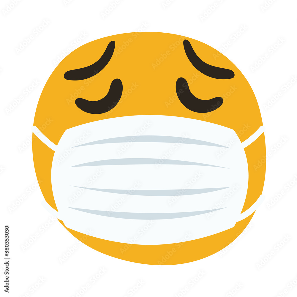 emoji sad wearing medical mask hand draw style emoji sad wearing medical mask hand draw style