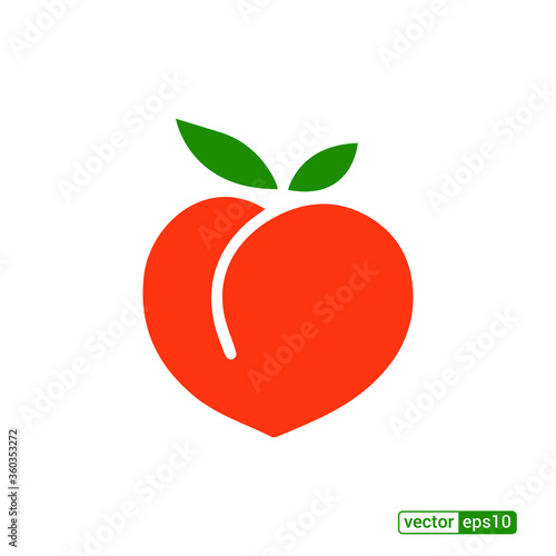 Peach icon,vector illustration. Flat design style. vector peach icon illustration isolated on White background, peach icon Eps10. peach icons graphic design vector symbols.