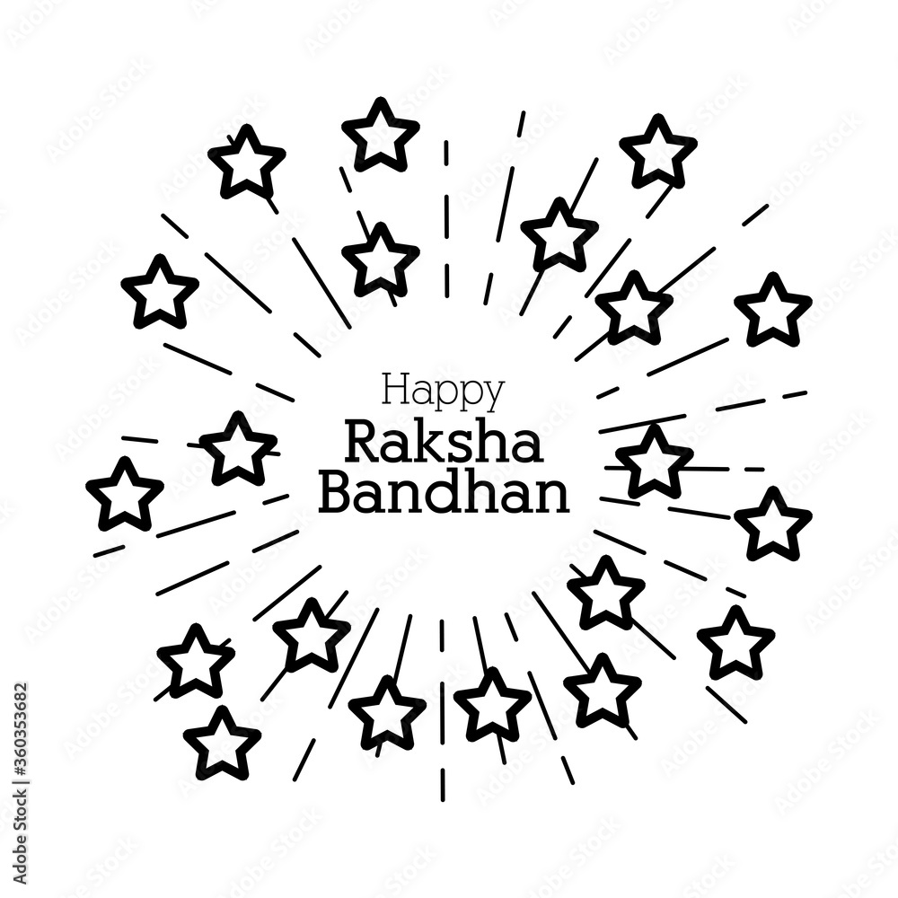 Naklejka premium happy raksha bandhan fireworks splash with stars line style