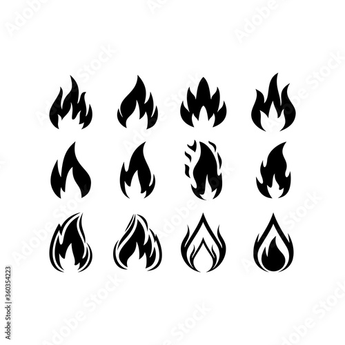 Set of fire logo vector, icon, symbol, illustration design template.