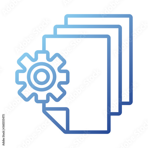 papers documents with gear gradient style icon © Gstudio