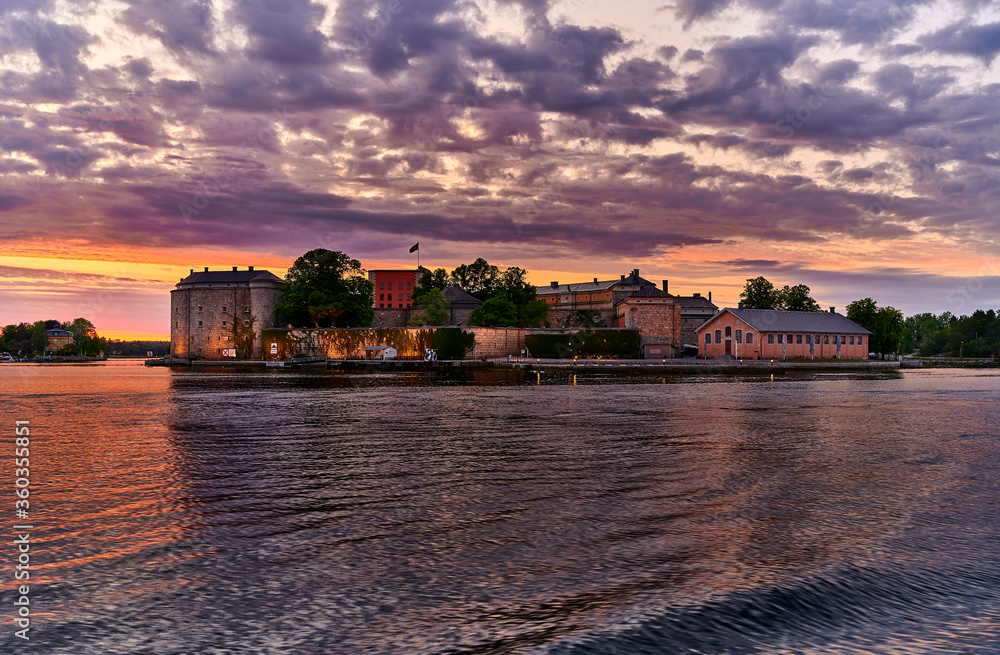 Vaxholms fortress one beautiful summer evening