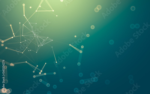 Abstract background. Molecules technology with polygonal shapes, connecting dots and lines. Connection structure. Big data visualization.