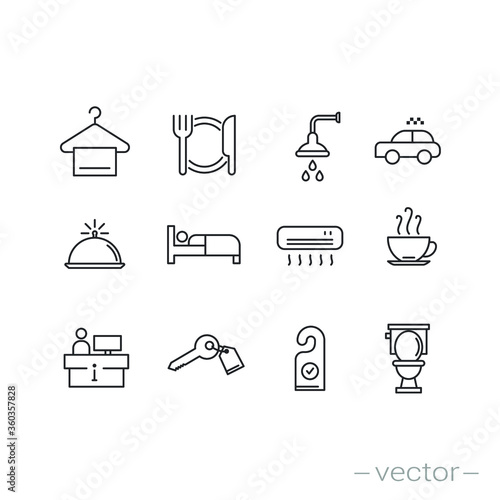Hotel icons set. Line vector illustration. EPS 10.
