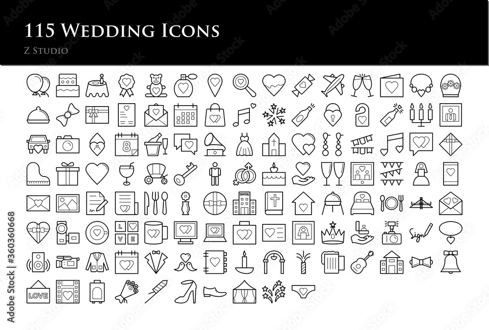 115 Wedding Icons