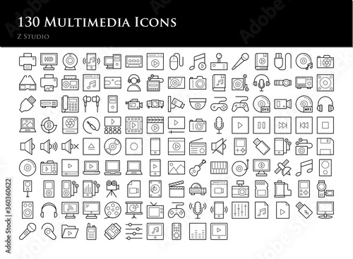 130 Multimedia Icons