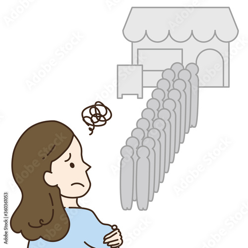 行列を嫌がる女性