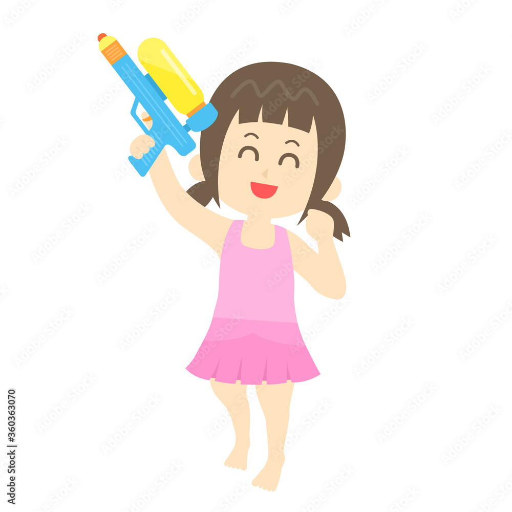 水着で遊ぶ少女のイラスト 水着で遊ぶ少女のイラスト
