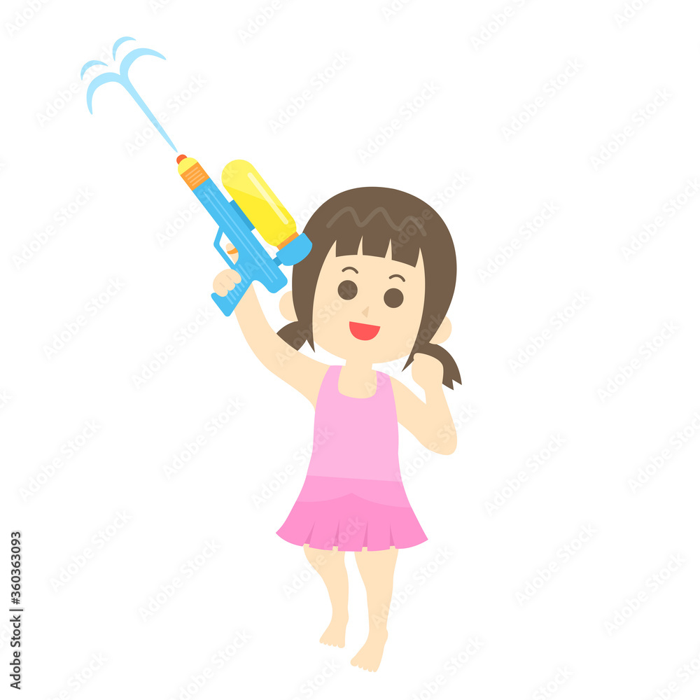 水着で遊ぶ少女のイラスト 水着で遊ぶ少女のイラスト