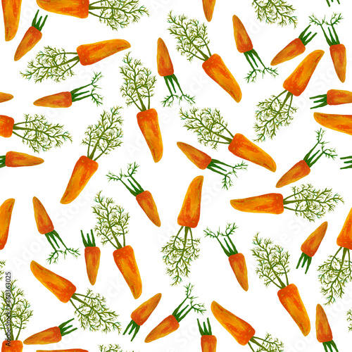 Small and big orange carrots seamless pattern for design and craetivity photo