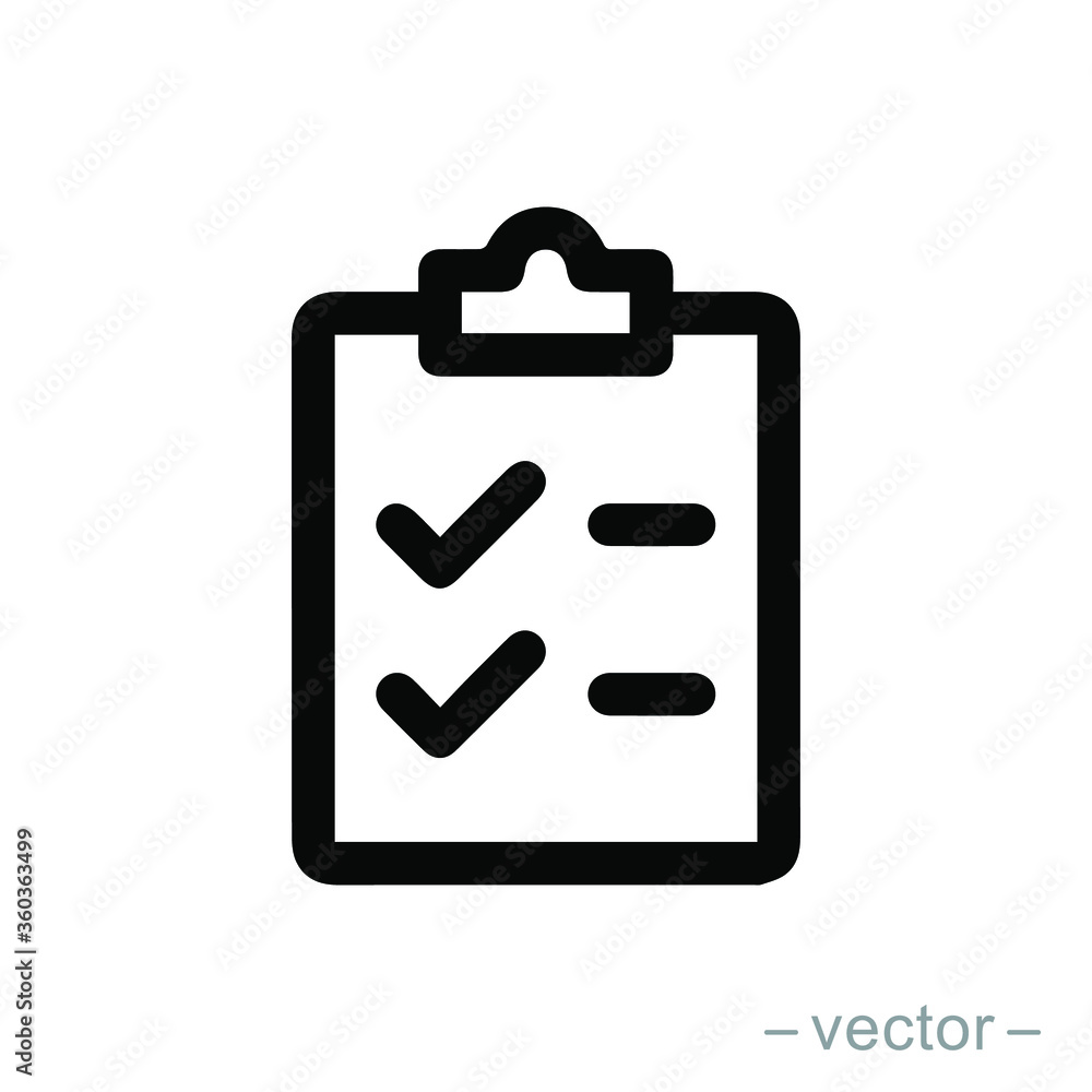 Icon clipboard checklist or document with checkmark with text in flat style. EPS 10 Icon clipboard checklist or document with checkmark with text in flat style. EPS 10