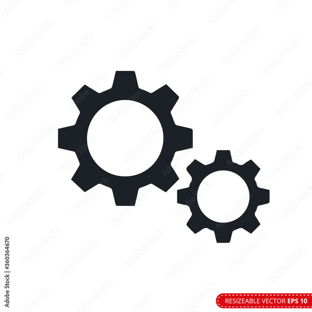 Gear Icon Vector Template, Flat Design Engineering Cogwheel. EPS 10.