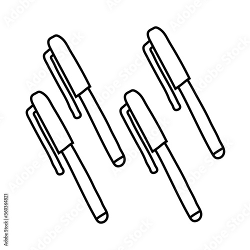 set of pens line style icons