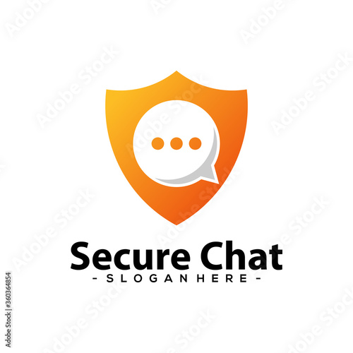 Chat Security Logo Template Design. Vector illustration.