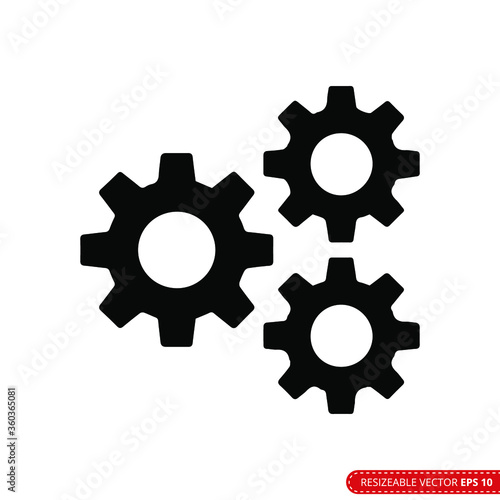 Gear Icon Vector Template, Flat Design Engineering Cogwheel. EPS 10.