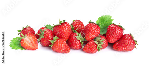 Fresh ripe red strawberries isolated on white