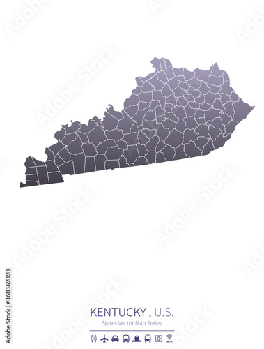 kentucky map. us states vec...