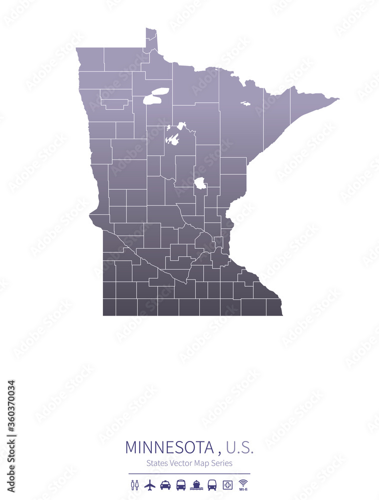 minnesota map. us states vector map series. 
