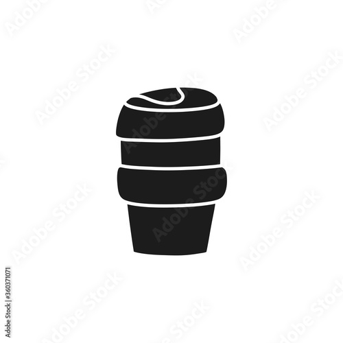 reusable coffee cup doodle icon, vector color illustration