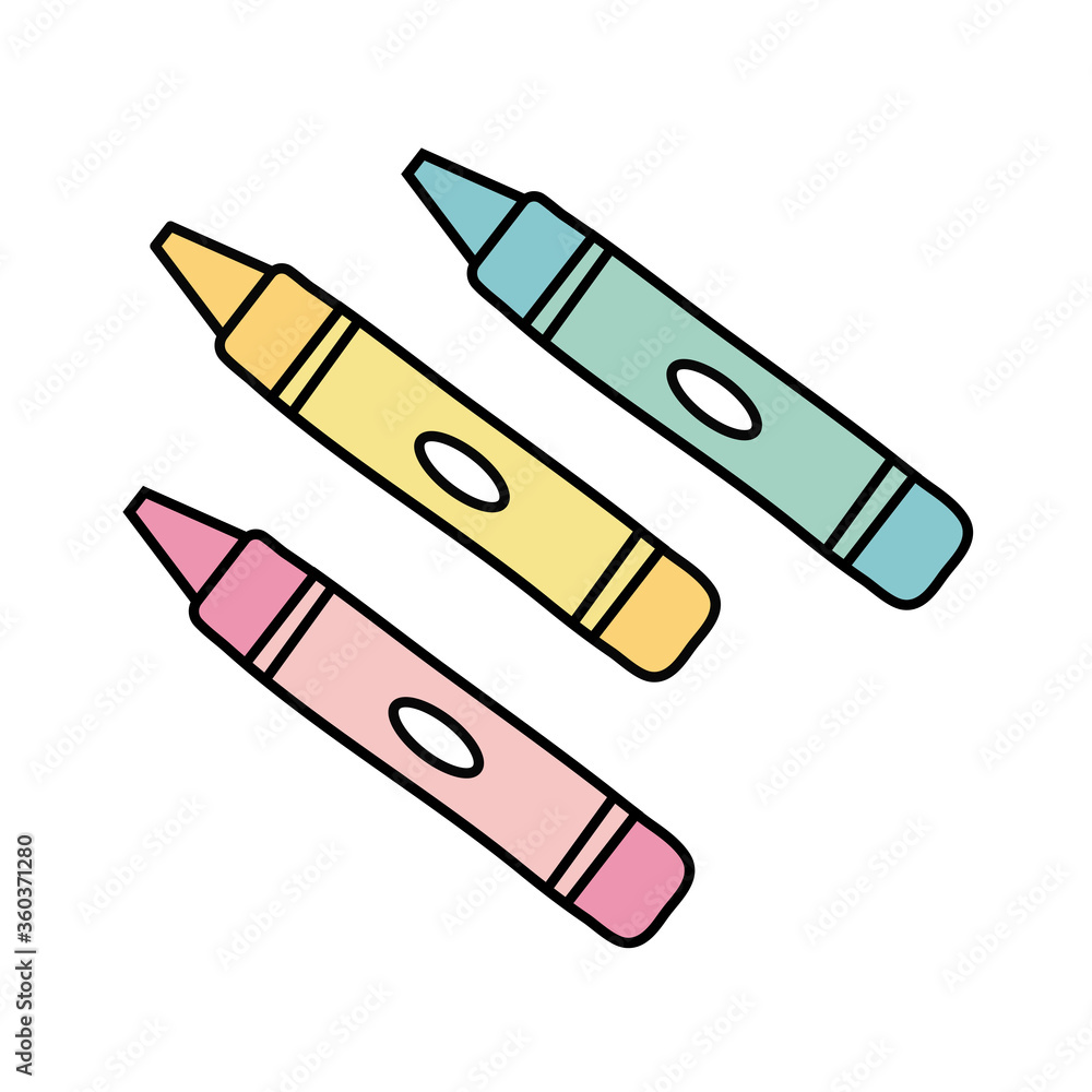 crayons school supplies line style crayons school supplies line style