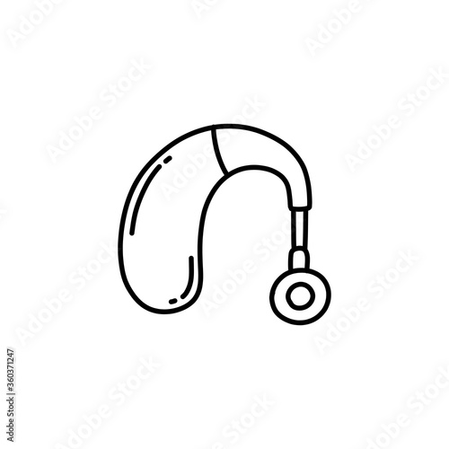 hearing aid doodle icon, vector line illustration