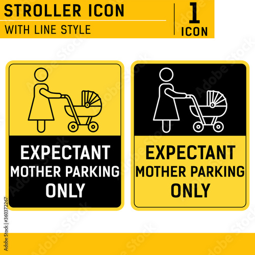 Expectant mother parking only sign symbol with line style isolated on white background. Parking sign for women with children vector icon design template for print and all project. EPS file
