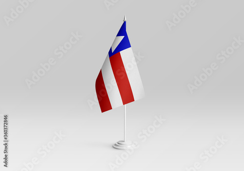 3d illustration. Bahia state flag with a gray background. One of the states of Brazil.