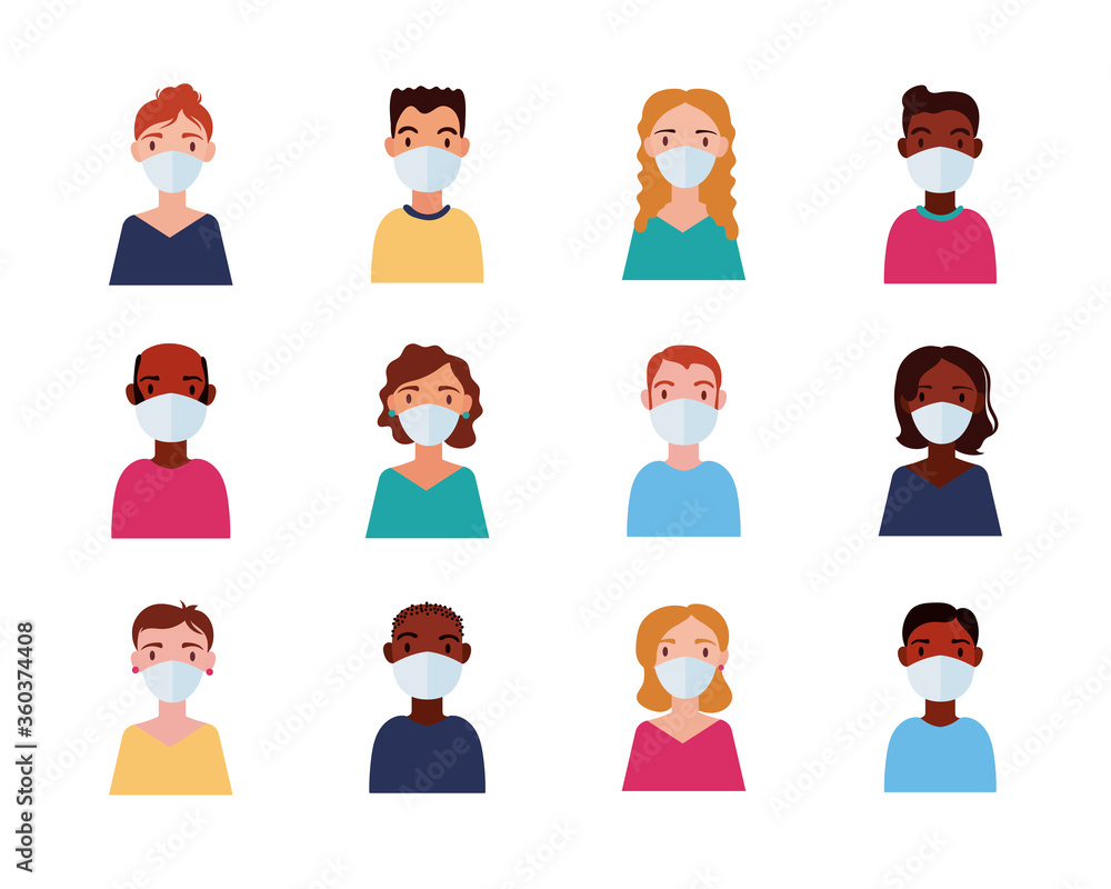 dirvesity people wearing medical mask flat style dirvesity people wearing medical mask flat style