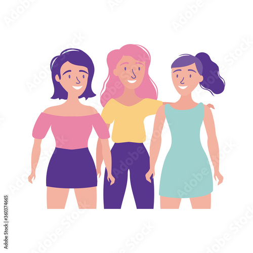 happy friendship day celebration with girls pastel flat style