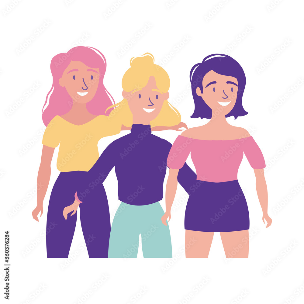 happy friendship day celebration with girls pastel flat style happy friendship day celebration with girls pastel flat style
