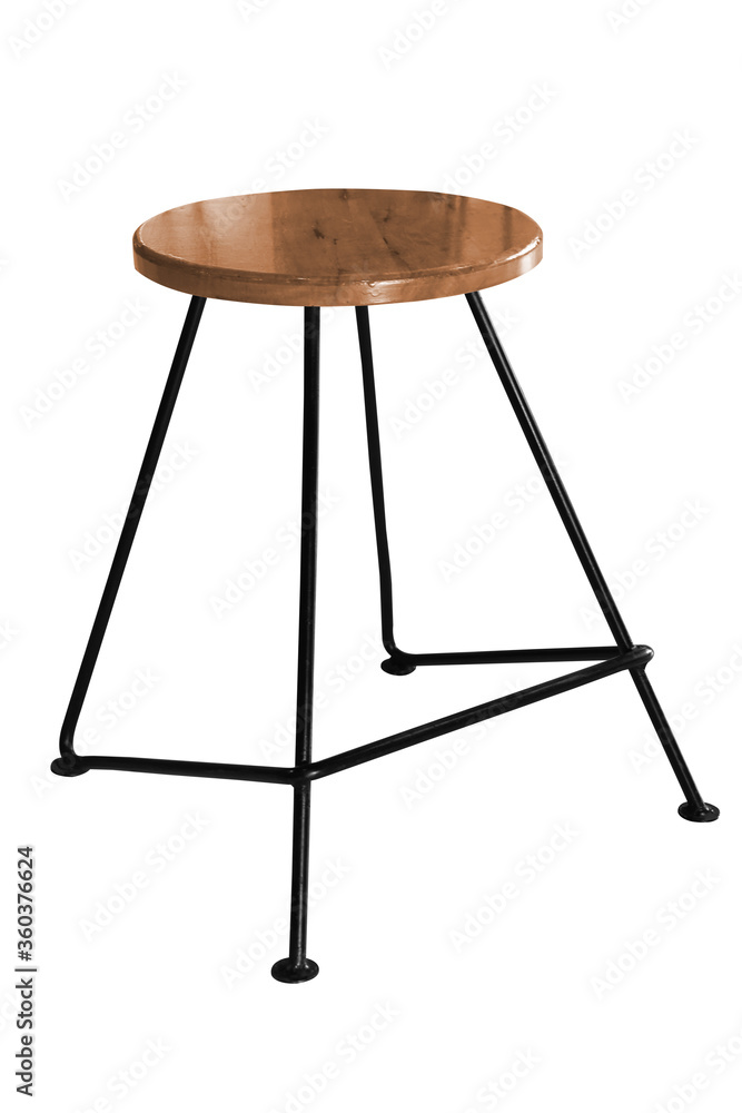 Wooden steel legs simplistic chair isolated on white background Wooden steel legs simplistic chair isolated on white background
