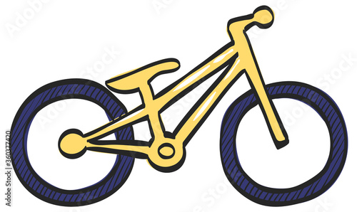 Trial bicycle icon in color drawing. Extreme sport athlete bike competition