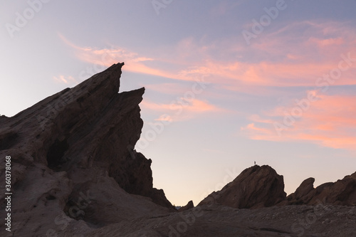 pink desert sunset at Vasquez Rocks, California