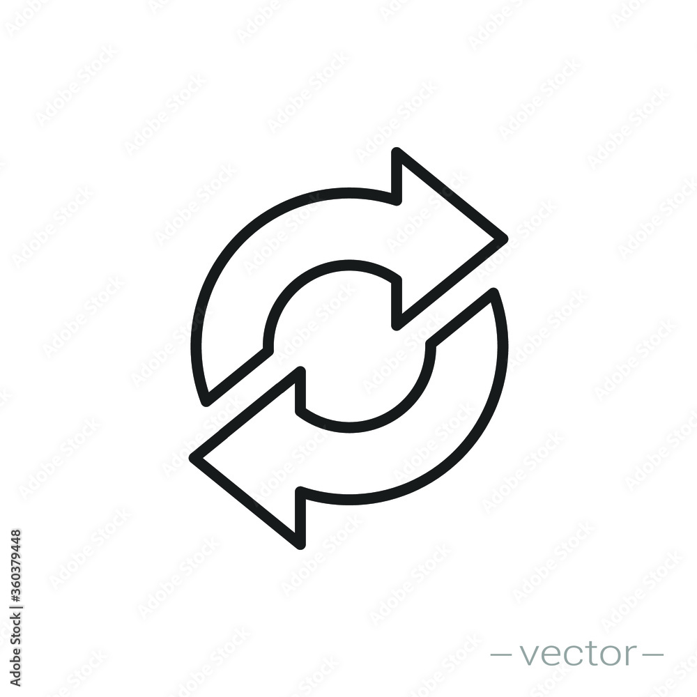 double reverse arrow, replace icon, exchange linear sign on white background - editable vector illustration eps10 double reverse arrow, replace icon, exchange linear sign on white background - editable vector illustration eps10