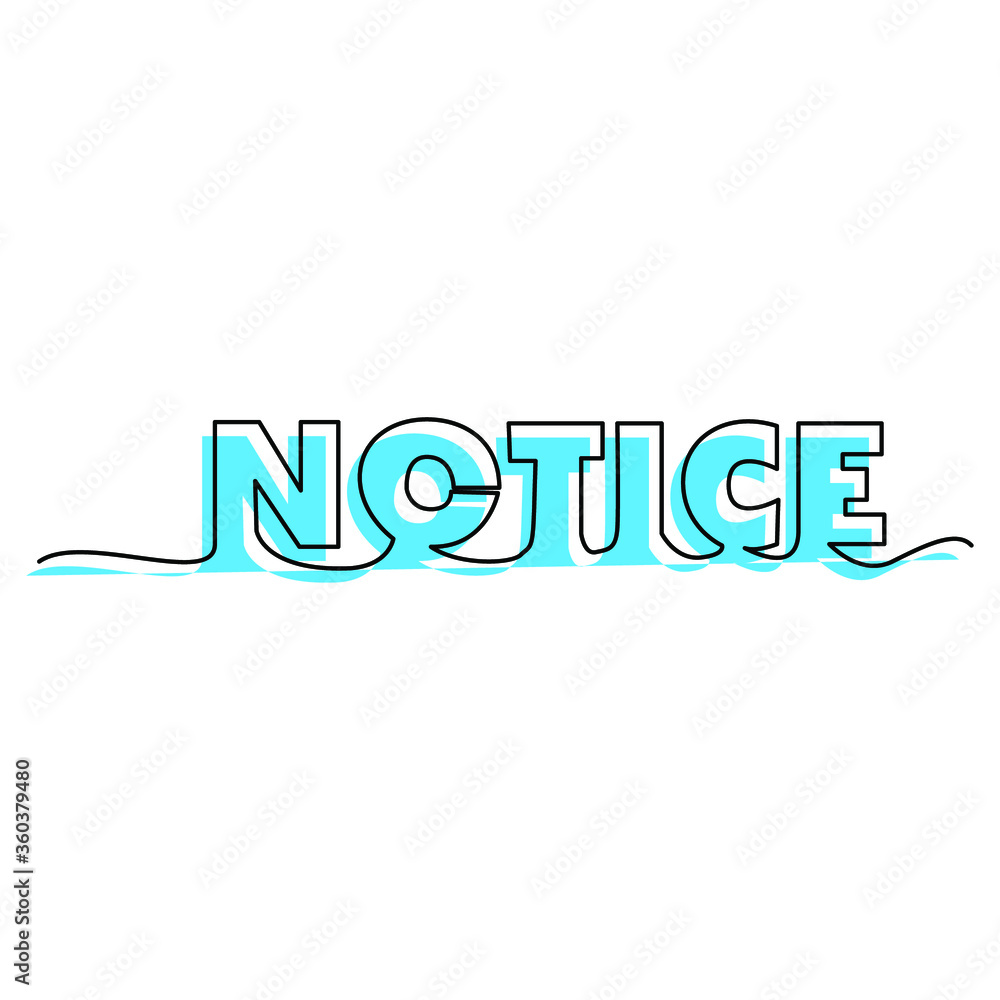one line continuous drawing notice word