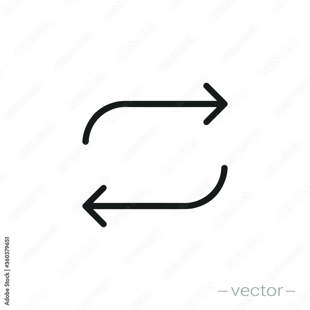 Fototapeta premium double reverse arrow, replace icon, exchange linear sign on white background - editable vector illustration eps10