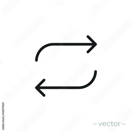 double reverse arrow, replace icon, exchange linear sign on white background - editable vector illustration eps10