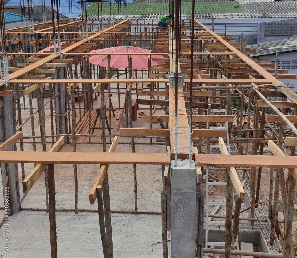 Scaffolding or staging is temporary structure used to support work crew and materials to aid in construction, maintenance and repair of buildings.