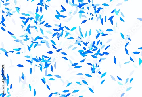 Light BLUE vector abstract backdrop with leaves.