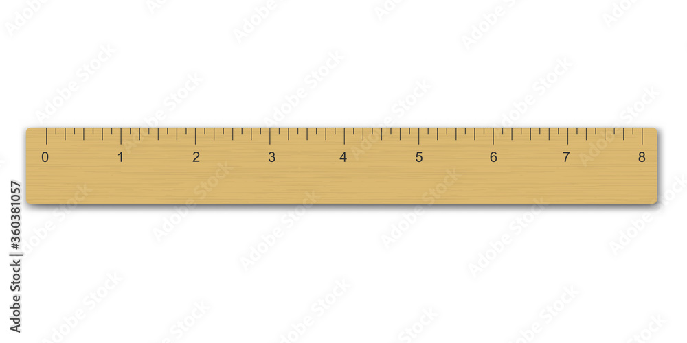 Realistic wooden measuring ruler Realistic wooden measuring ruler