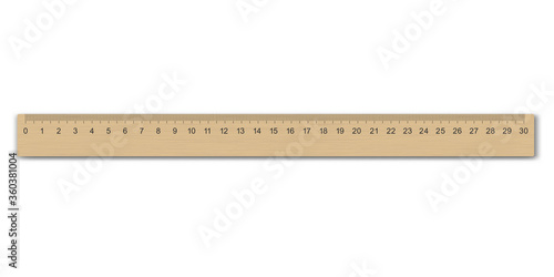Realistic wooden measuring ruler