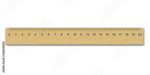 Realistic wooden measuring ruler