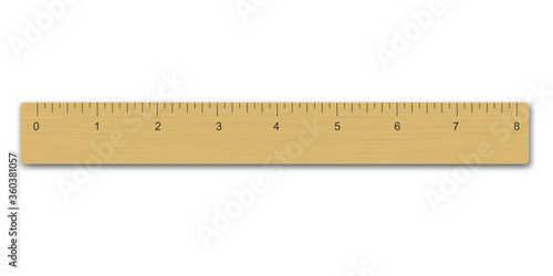 Realistic wooden measuring ruler