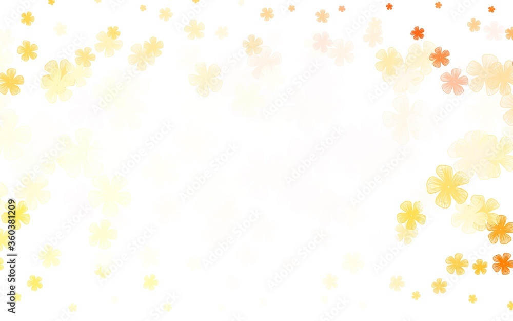 Light Orange vector doodle backdrop with flowers.