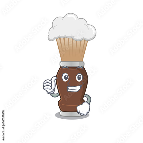 Shaving brush cartoon picture design showing OK finger pose