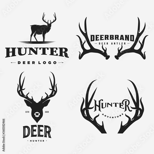 Fotobehang vintage deer brand logo  icon and template