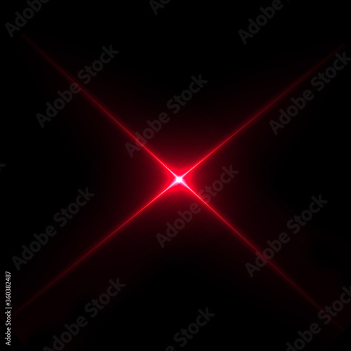 Lens flare light on black background.