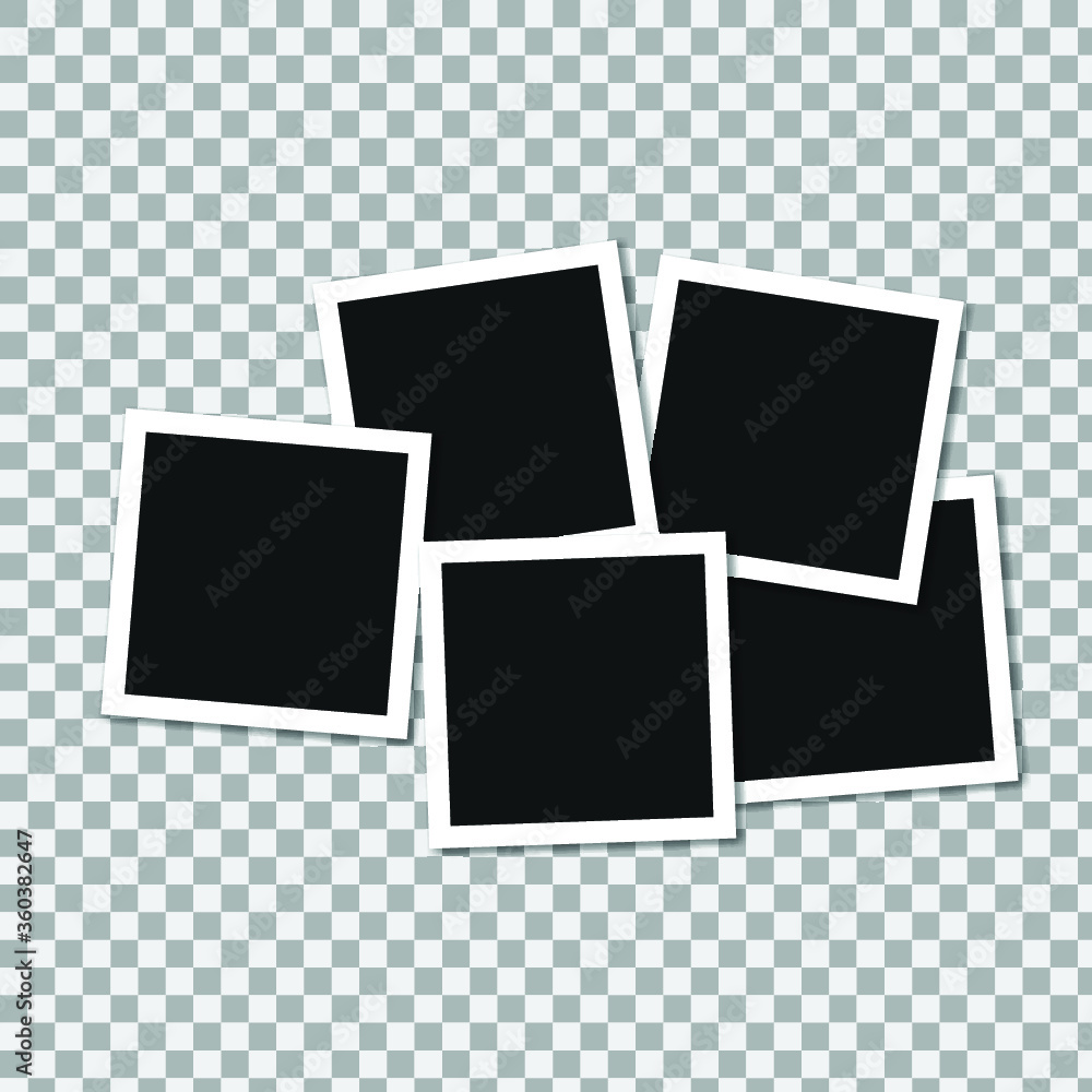 Set of square vector photo frames. Collage of realistic frames isolated on transparent background. Template design. Vector illustration Set of square vector photo frames. Collage of realistic frames isolated on transparent background. Template design. Vector illustration