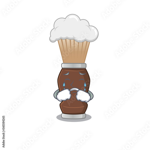 Caricature design style of shaving brush with a sad face
